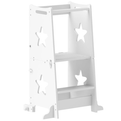 Tour pour tout-petits 2 en 1, marchepied pour tout-petits, tabouret de cuisine pour enfants avec barrière de sécurité, salle de bain, lavabo, escabeau de cuisine et de comptoir pour tout-petits de 3 à 6 ans, blanc