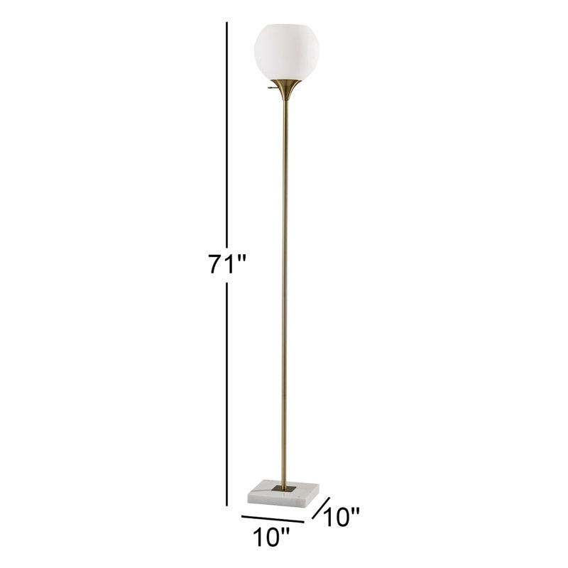 Lampe torchère sur pied 71 po Reed, Laiton antique