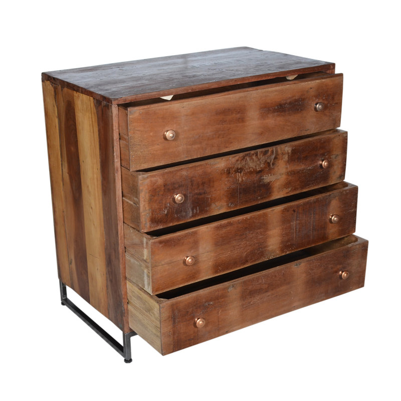 Reclaimed Wood 4 Drawer Chest, 35x20x35