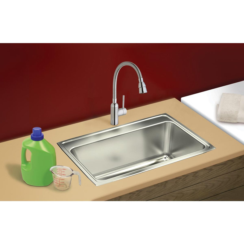 Lustertone 25" L x 22" W Drop-In Kitchen Sink, 0 hole, Lustrous highlighted satin