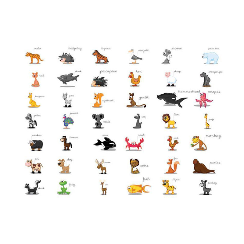 Murale Craman «Apprendre en jouant avec des animaux», L 121 po x l 157 po