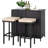 3-Piece Outdoor Patio Bar Set with Two Stools and Glass Top Table, Patio Wicker Furniture with Removable Cushions