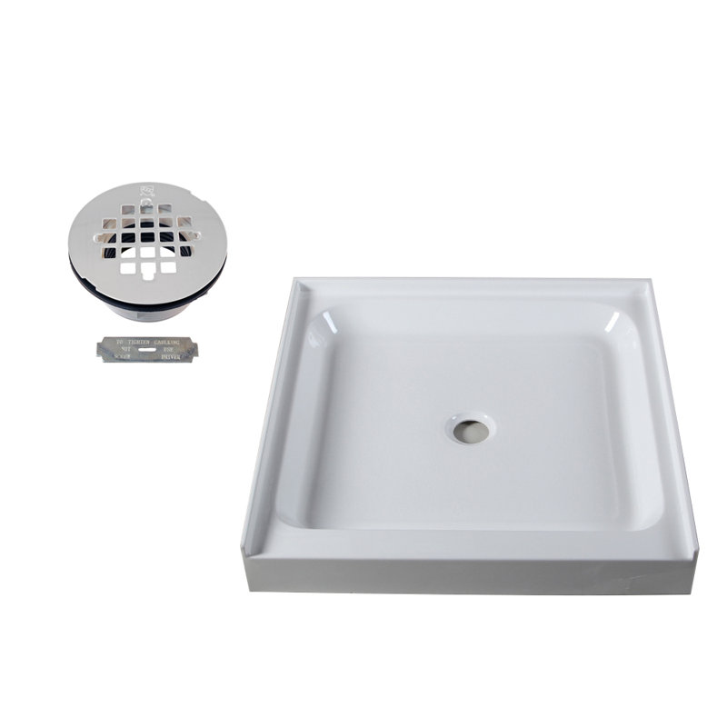 36'' W 36'' D Square Single Shower Base, Powder Coat White