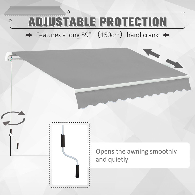 Dakota Fields 295cm W x 200cm D Gray Cover Retractable Patio Awning