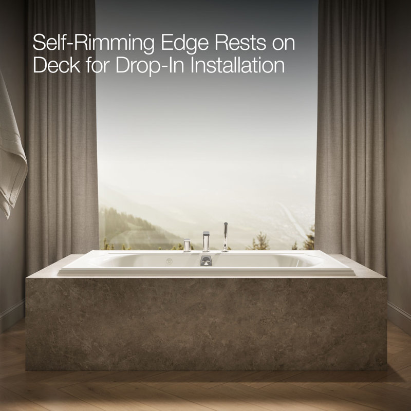Memoirs 72-In x 42-In Whirlpool Bath, Drop-in with Center Rear Drain, Biscuit