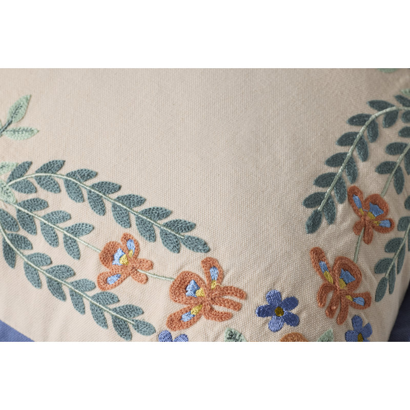 Rifle Paper Company x Loloi Willow Border Decorative Pillow, Rectangle 13"H x 21"W, Down Blend