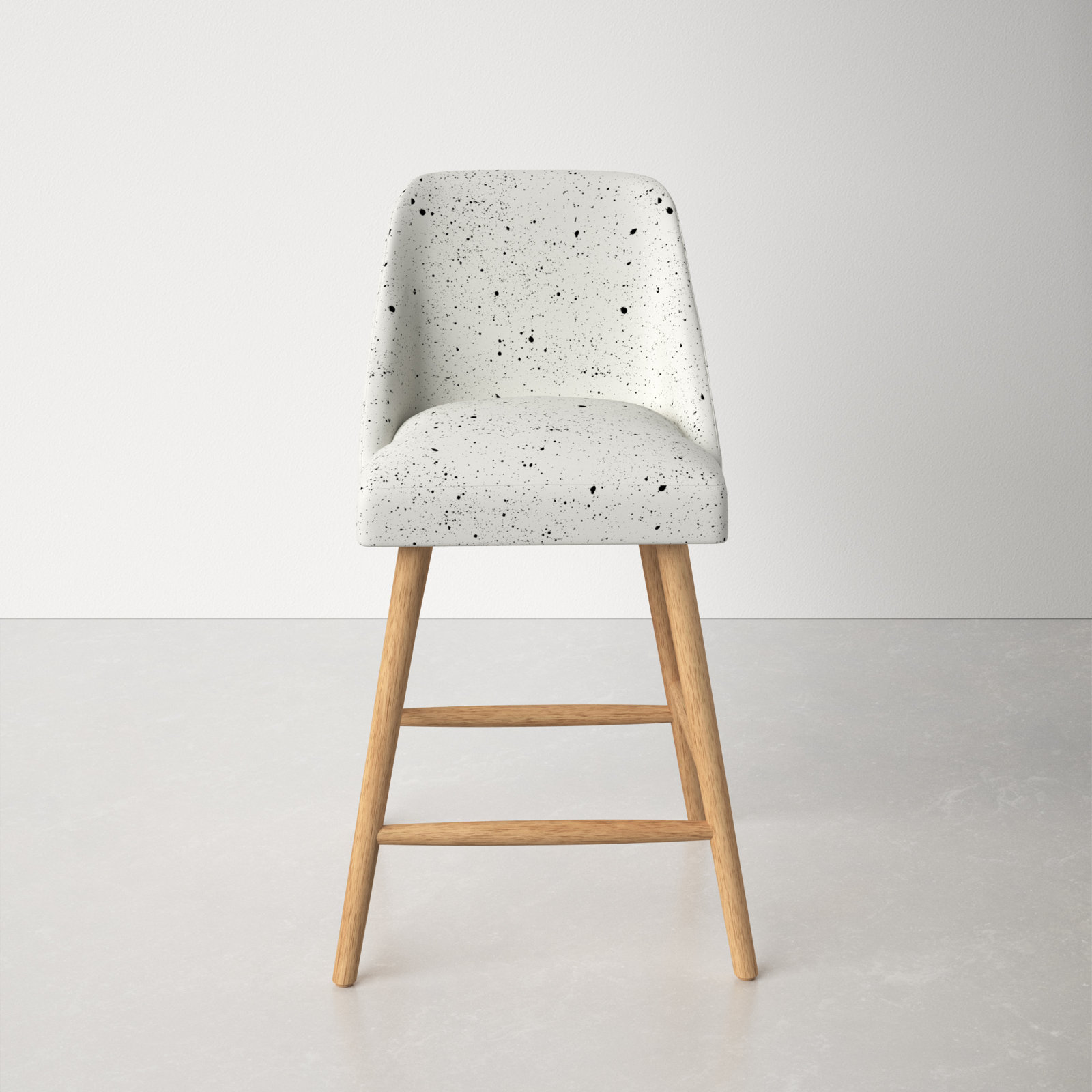 Gallie Bar Stool, Counter Stool (27” Seat Height), Natural, Splatter Ink
