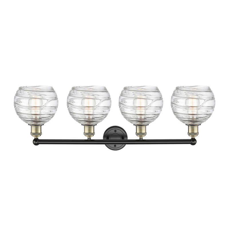 Éclairage de salle de bain 4 lumières à intensité variable Essex, Laiton antique noir