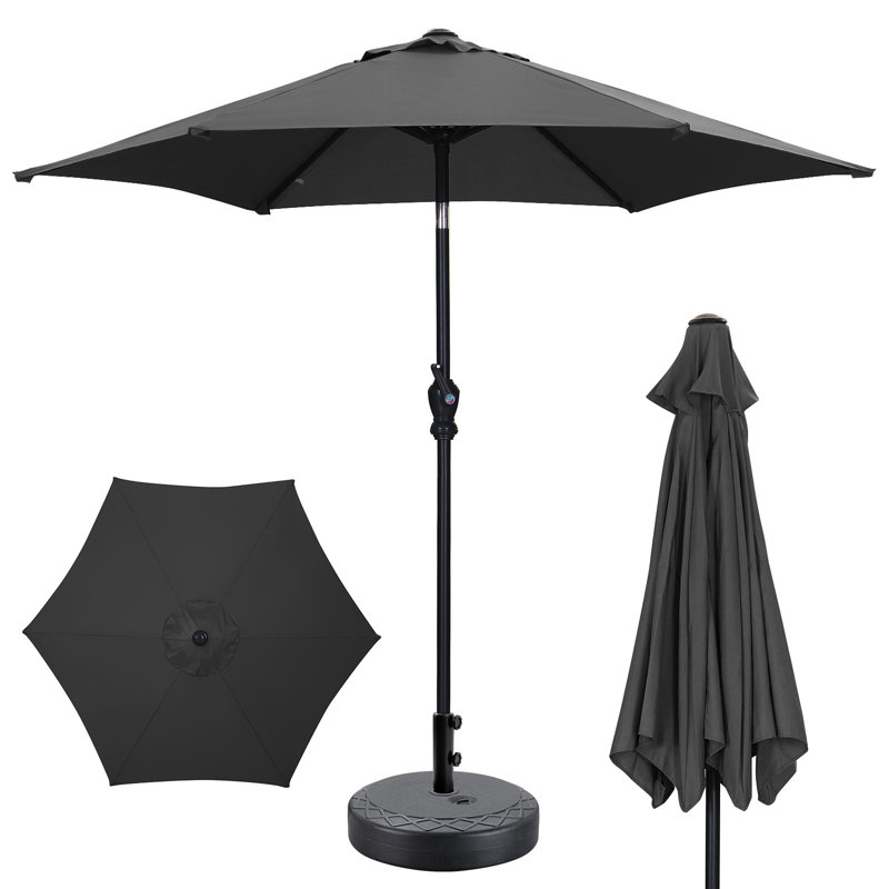 7.5FT Patio Umbrella With Base, Black