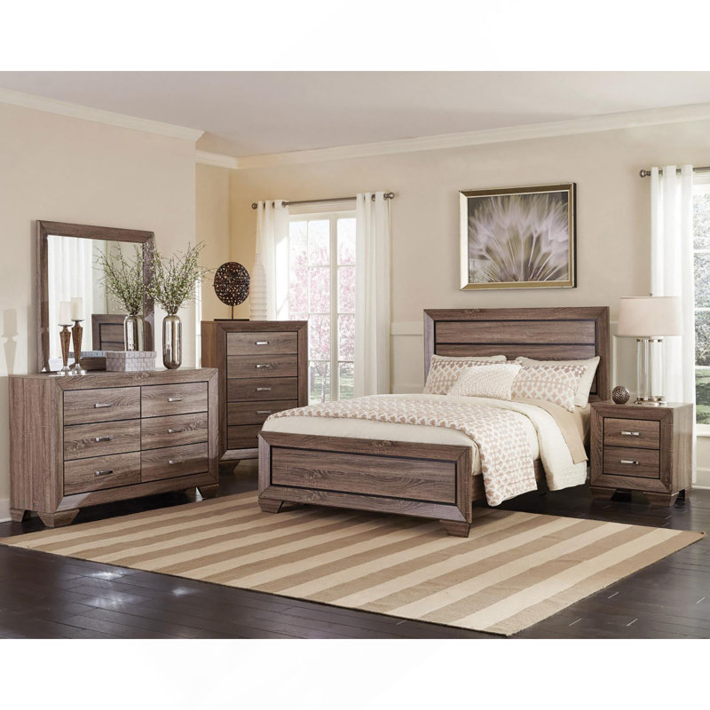 Washed Taupe Queen Panel Bed