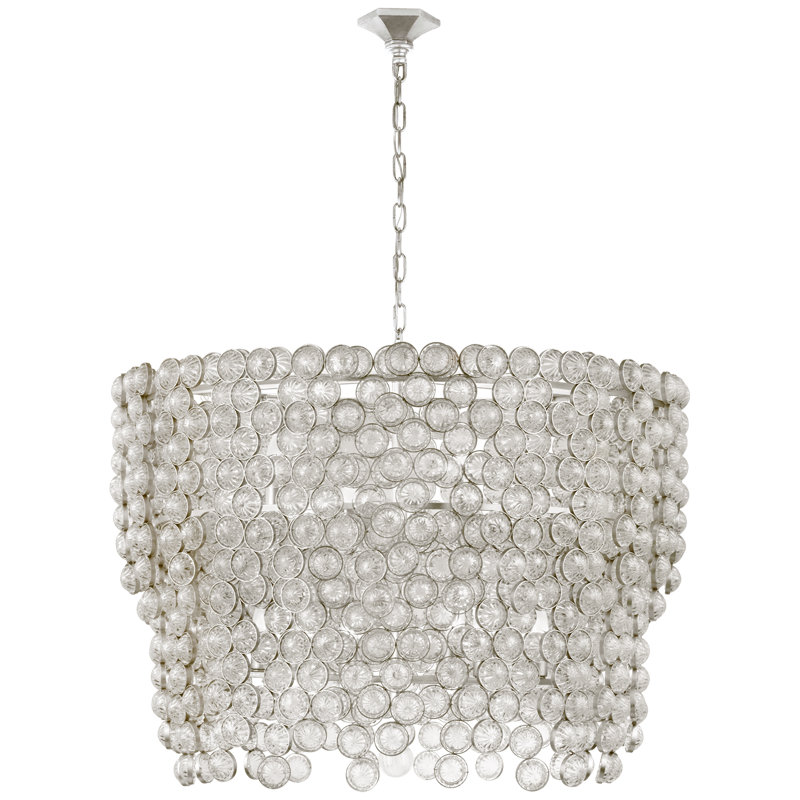 Julie Neill Milazzo Large Waterfall Chandelier, Burnished Silver Leaf