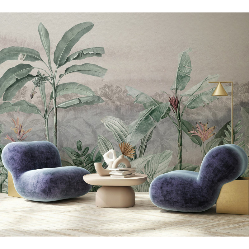 Papier peint tropical feuille de bananier tropical, L 99,96 po x l 150 po