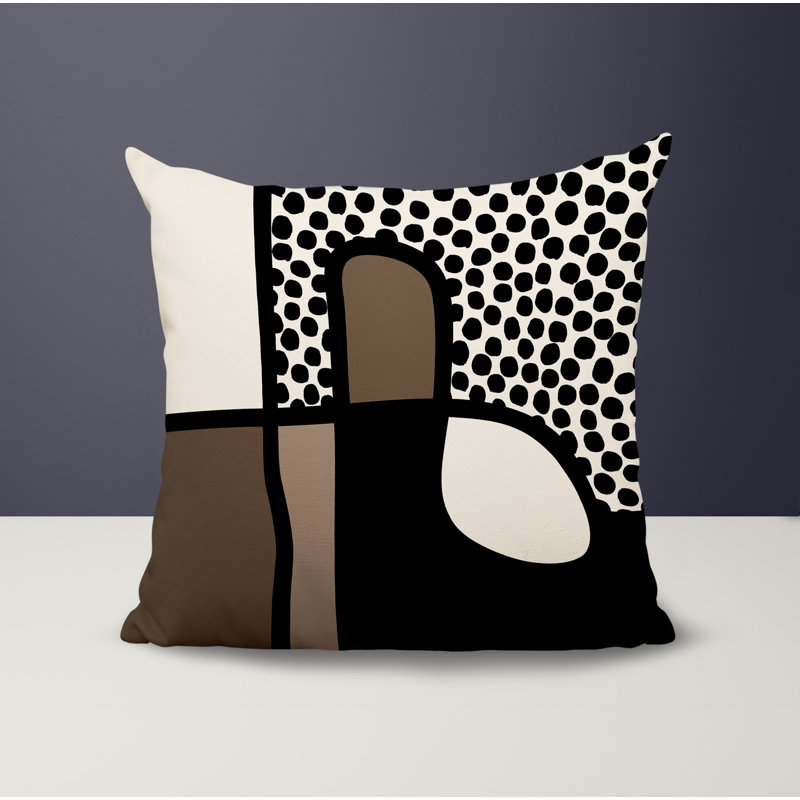 Oreiller carré réversible intérieur / extérieur Vie Abstract, H 17 po x l 17 po, Beige
