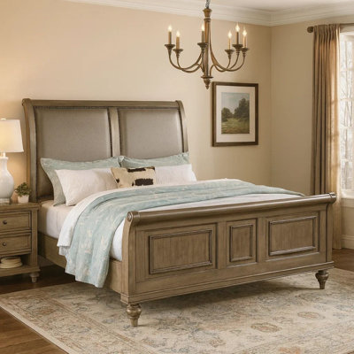 Cardello Vegan Leather Sleigh Bed