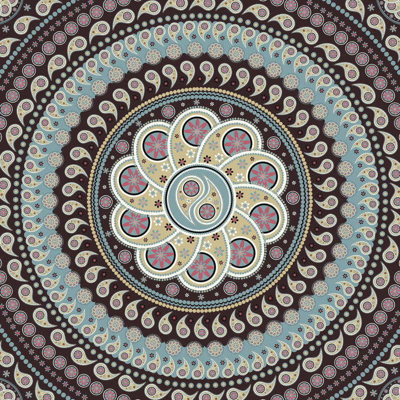 Belle13 Mandala Paisley - impression sur toile tendue, H 12 po x l 12 po, Non, Toile tendue