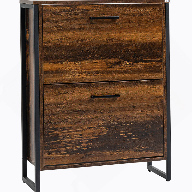 12-Pair 2-Drawer Particle Board Shoe Cabinet 