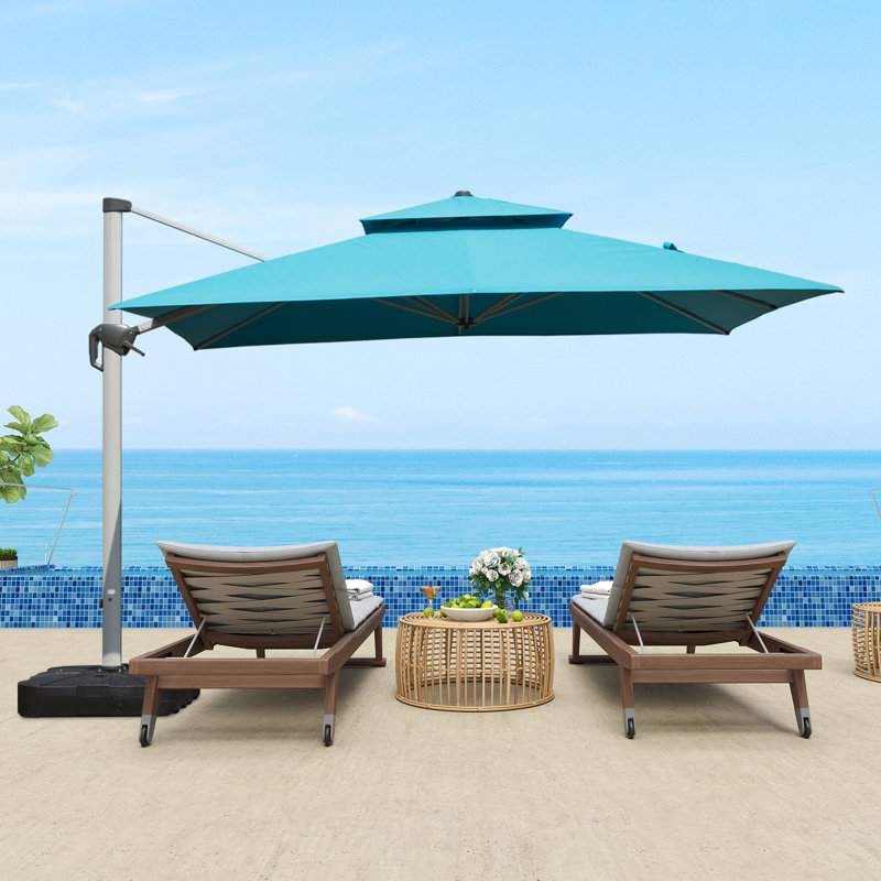 Parasol en porte-à-faux Deraway, 13 pi x 10 pi, Bleu