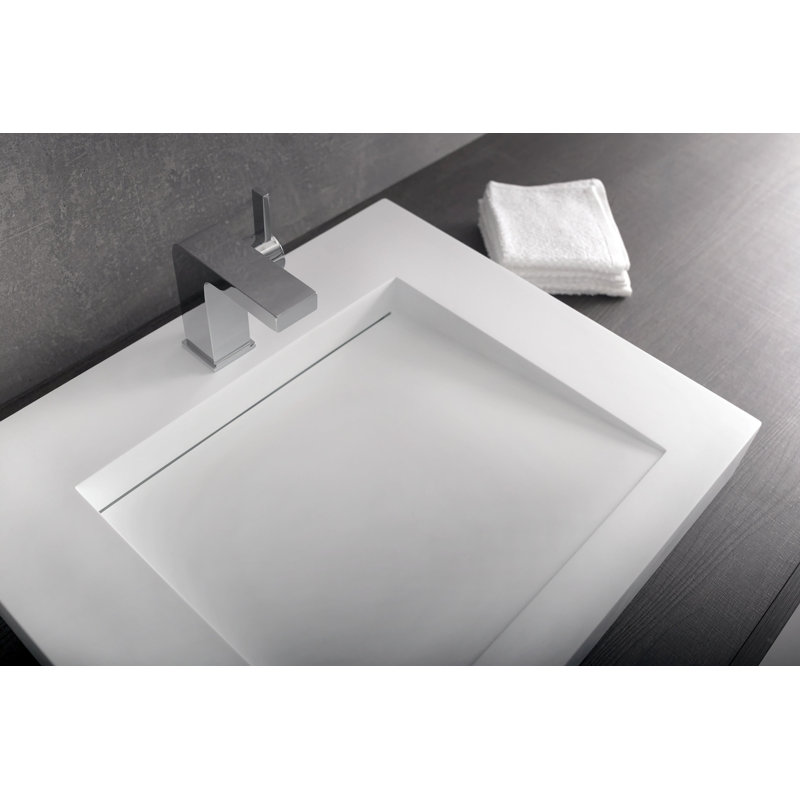 DAX Solid Surface Rectangular Single Bowl Bathroom Basin, Black