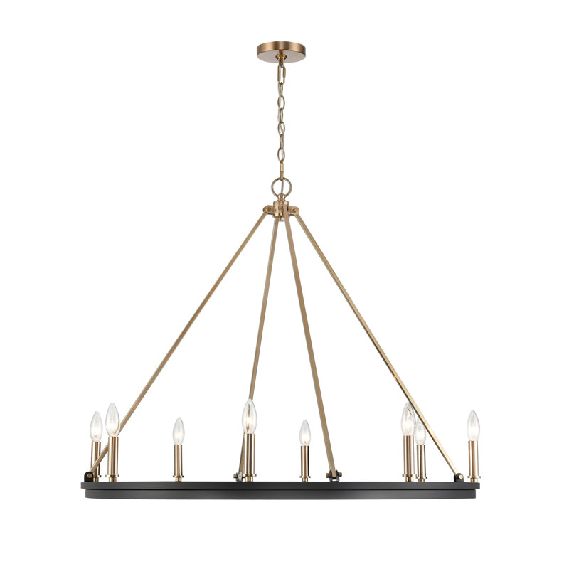 8 lumières 36 po Lustre moderne noir mat et doré
