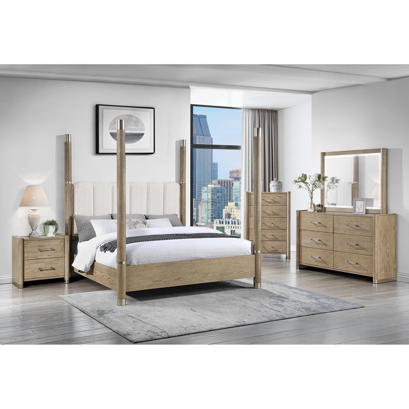 Ensemble de chambre à coucher 5 pièces, Beige, Grand