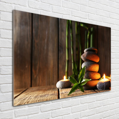Zen stones with bamboo 1 Piece Wall Art on Glass