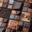 Red Wine 2" x 2" Metal Glass Grid Mosaic Wall Tile