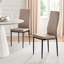 Kylooe Modern Brown Wood And Black Metal Dining Table Set With 6 Quilted Faux Leather Dining Chairs-990423930