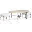 Table de cocktail ovale et 2 repose-pieds avec 2 tables d'appoint Demilune