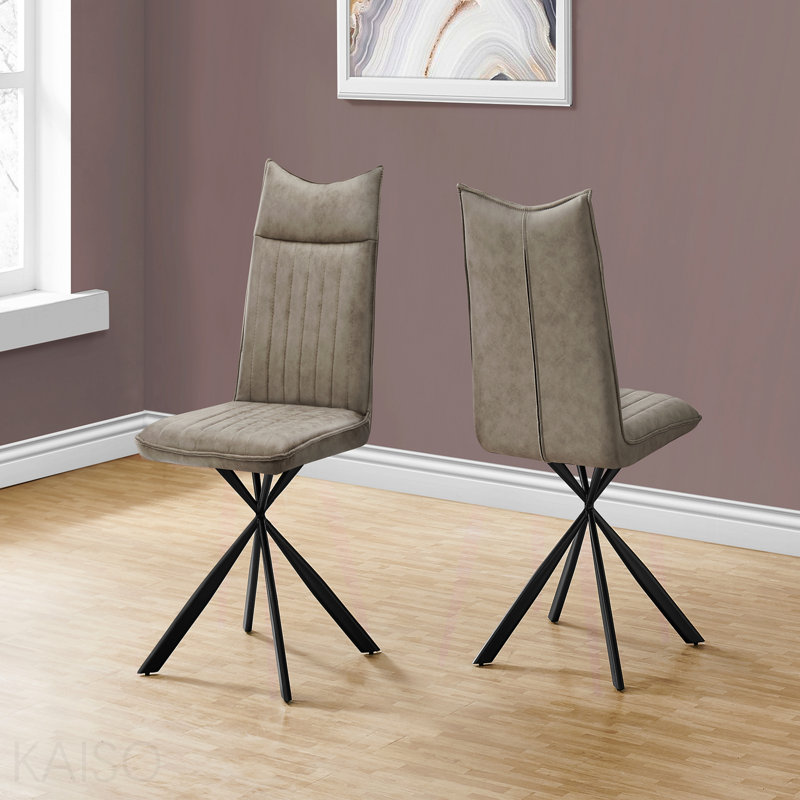 Chaise d'appoint de salle à manger - ensemble de 2, d'appoint, rembourrée, de cuisine, de salle à manger, de tissu brun, de métal noir, de style contemporain et moderne