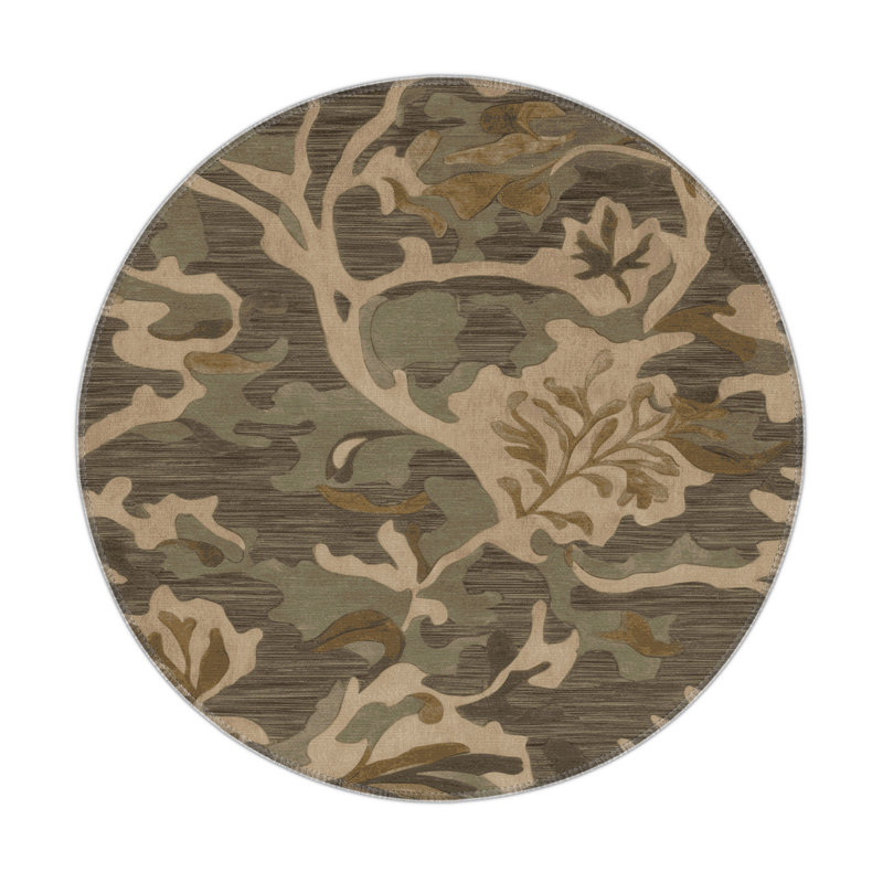 Tapis d'intérieur et d'extérieur brun Nature, Rond 5 pi