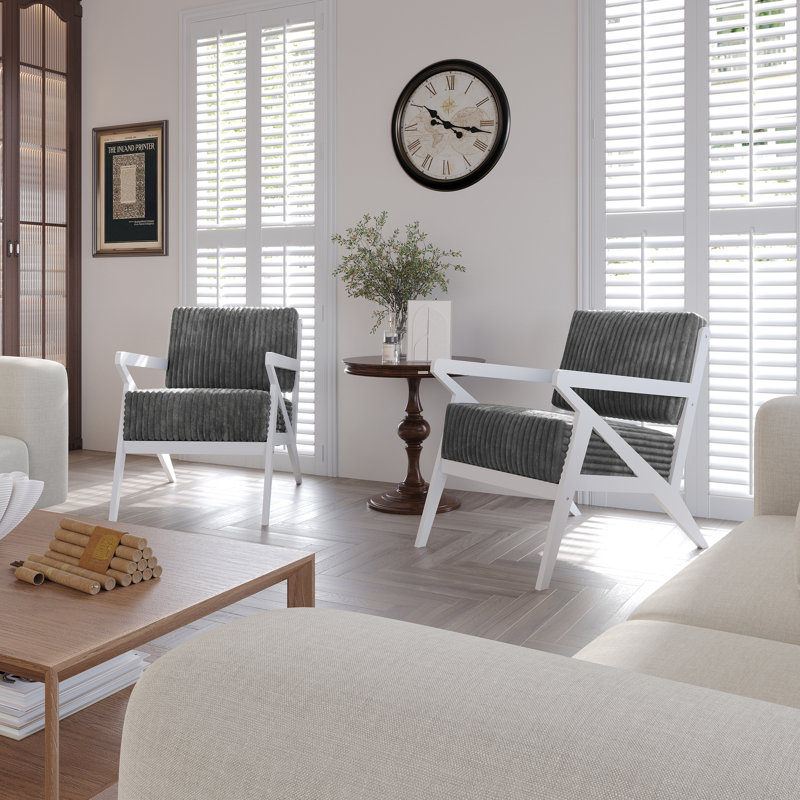 Ensemble de chaises d'appoint 2 pièces Merrin, Gris, Blanc