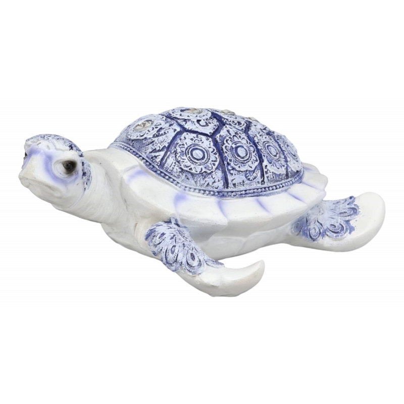 Figurine bleu et blanc feng shui tortue de mer terre cuite Casia