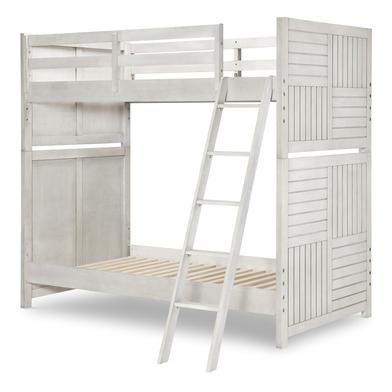 Lit superposé simple en bois massif Seychelles, Blanc
