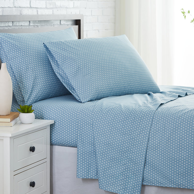Ensemble de draps à pois Vilano Choice, Drap pour lit simple TG + drap-housse + 1 taie d'o, Rose pastel