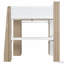 Lit mezzanine en bois avec tablettes de rangement intégrées, tringles à vêtements et bureau-118019849