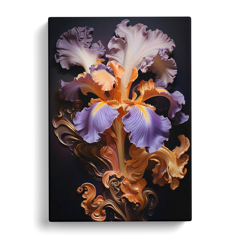 Iris Flower Baroque No.3 - Wrapped Canvas, 76cm H x 50cm W x 3cm D