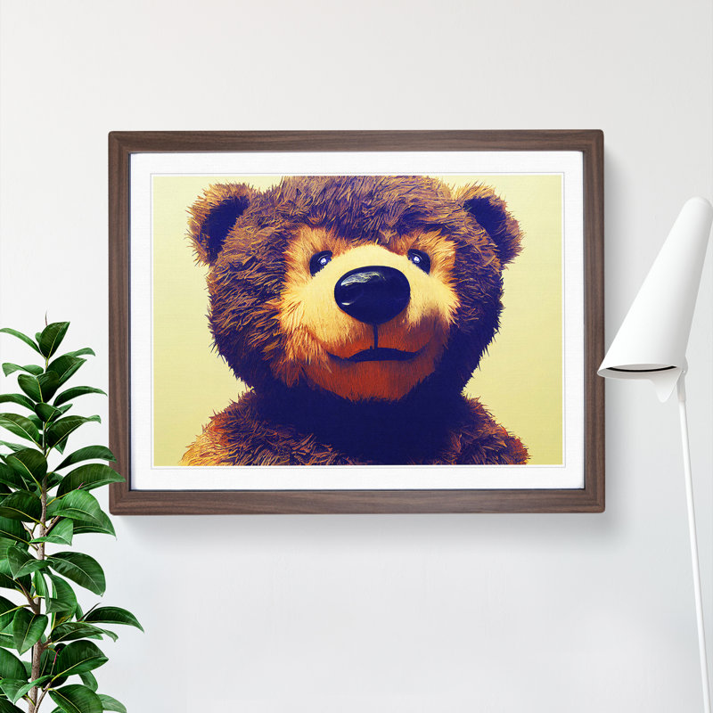 Dazzling Teddy Bear - Framed Print, 25cm H x 34cm W x 2cm D, Walnut