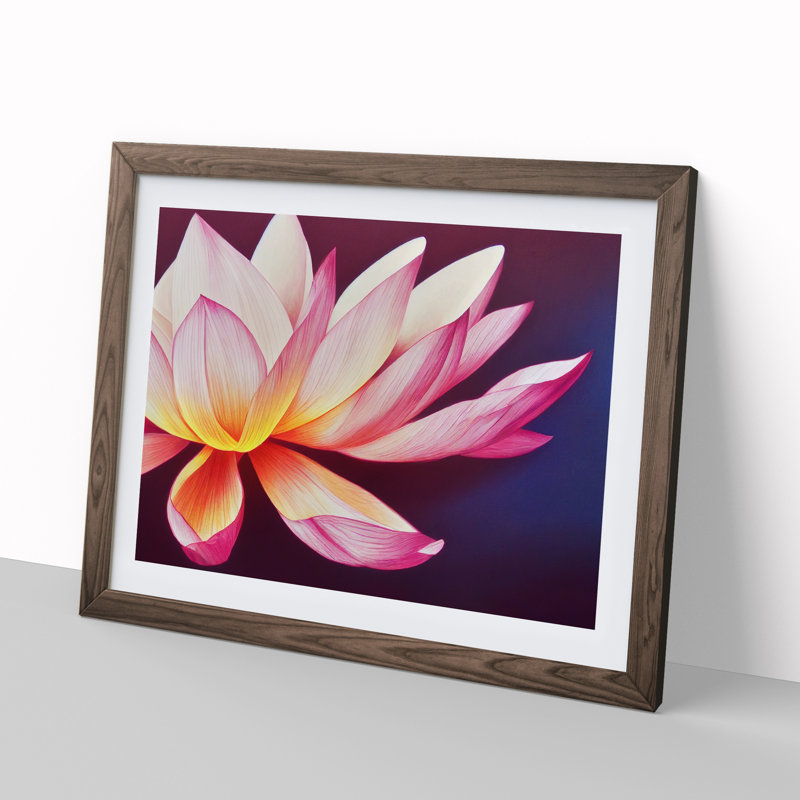 Miraculous Lotus Flower - Framed Print, 46cm H x 64cm W, Walnut Framed