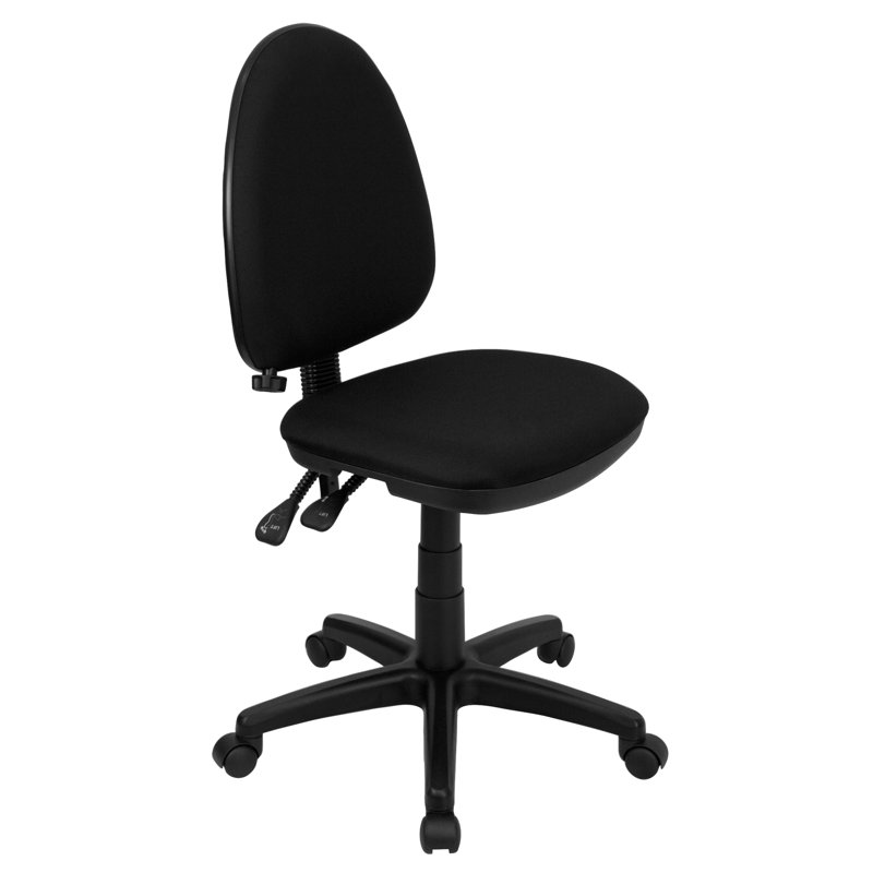  Chaise de bureau ergonomique multifonctionnelle à dossier moyen en tissu, Noir, Non
