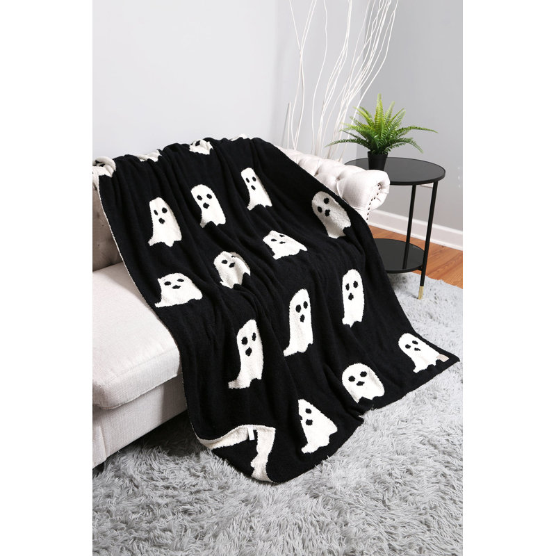 Jeté de luxe à motif fantôme - Noir