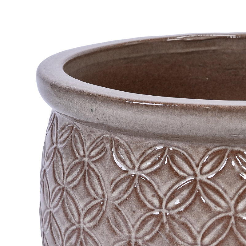 3 Pieces Of Antique Yellow Ceramic Modern Planters, Stylish Flowerpot For Indoor Outdoor Decor, Frost Heat , Built-In Drainage, 15X15x13 Inches 3, Planter Garden Patio All-Weather , Drainage Design,