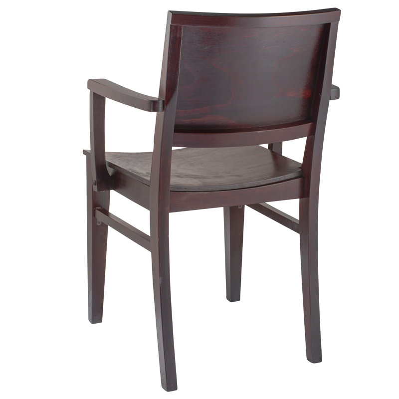 Chaise avec accoudoirs en bois massif Gimenez, Acajou foncé