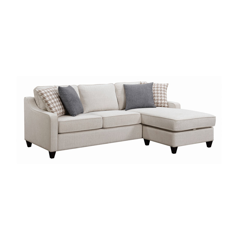 Canapé réversible avec repose-pieds de 90,25 po de large Isla, Mélange de polyester crème
