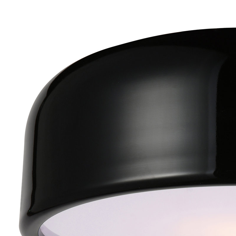 14" Black Flush Mount Light for Bedroom, Hallway – 2-Light Drum Shade Design with E26 Bulb Base – LED/Dimmer Compatible, Low-Profile – BACL Certified