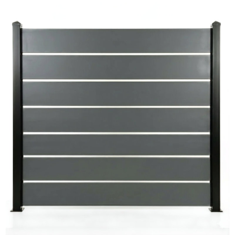 4ft High Aluminium Slatted Fence Kit with 100mm Slats - Modern Garden Fencing (Black & Anthracite Grey), Anthracite Grey