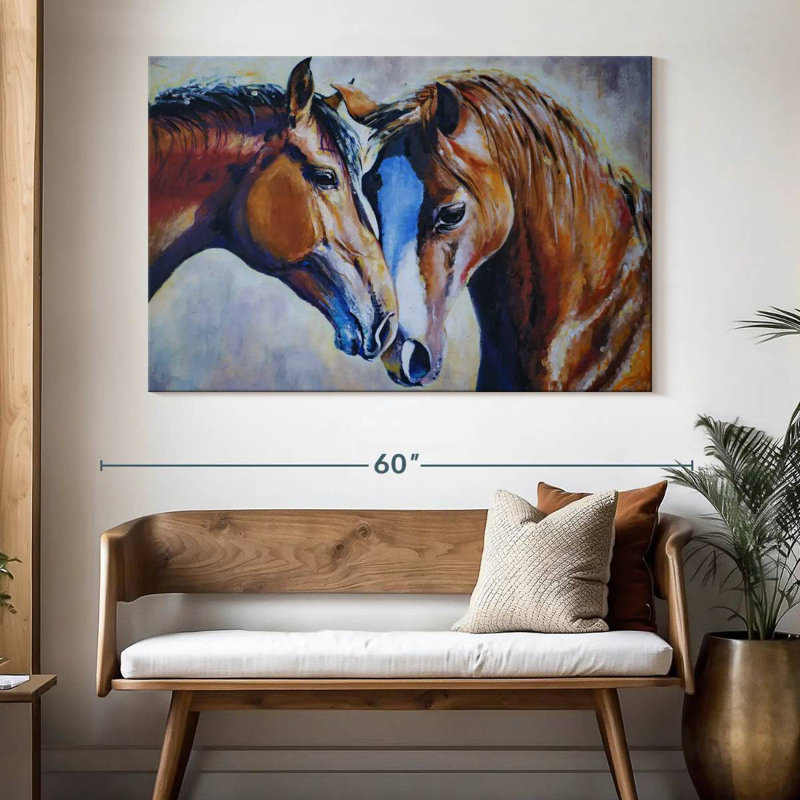 Two Affectionate Horses, 34" H x 51" W