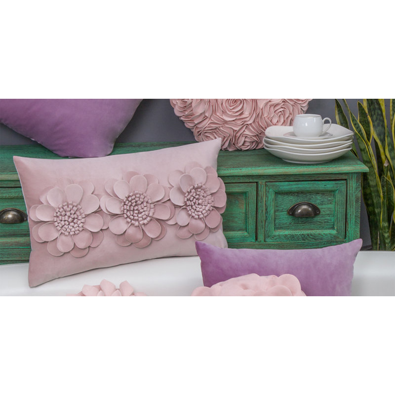  Sunflower Lumbar Rectangular Indoor/Outdoor Pillow Cover, Rose Gold