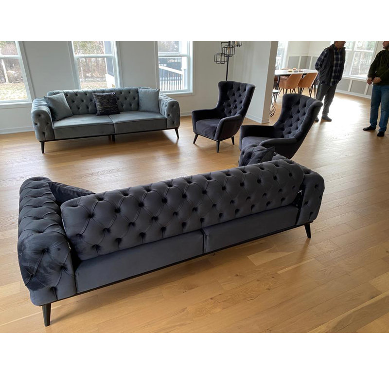 Fauteuil l 32 po, Velours noir, Noir