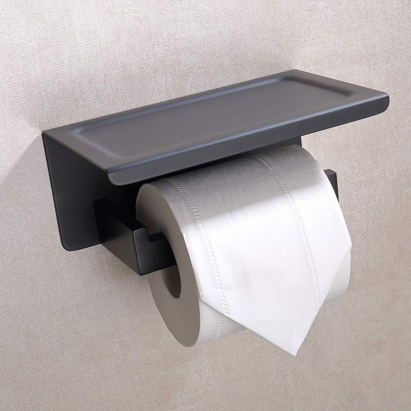 Porte-papier hygiénique mural moderne avec tablette, porte-papier hygiénique en acier inoxydable avec tablette pour téléphone, conception antirouille pour la cuisine et la salle de bain