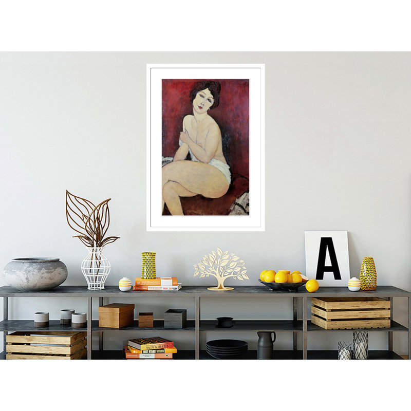 Grand nu assis par Amedeo Modigliani - Estampe numérique encadrée, H 41,5 po x l 29,28 po